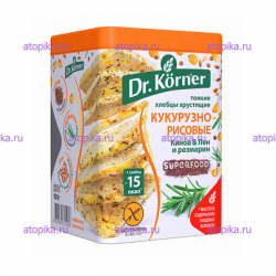 Хлебцы кукурузно-рисовые с киноа, льном и розмарином Dr.Korner - интернет-магазин диетических продуктов, товаров для аллергиков и астматиков