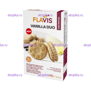 Печенье c ванильной начинкой "Vanilla Duo", ТМ FLAVIS (Dr.Schar) с низк.сод.белка ,срок до 18.11.2025 - интернет-магазин диетических продуктов, товаров для аллергиков и астматиков